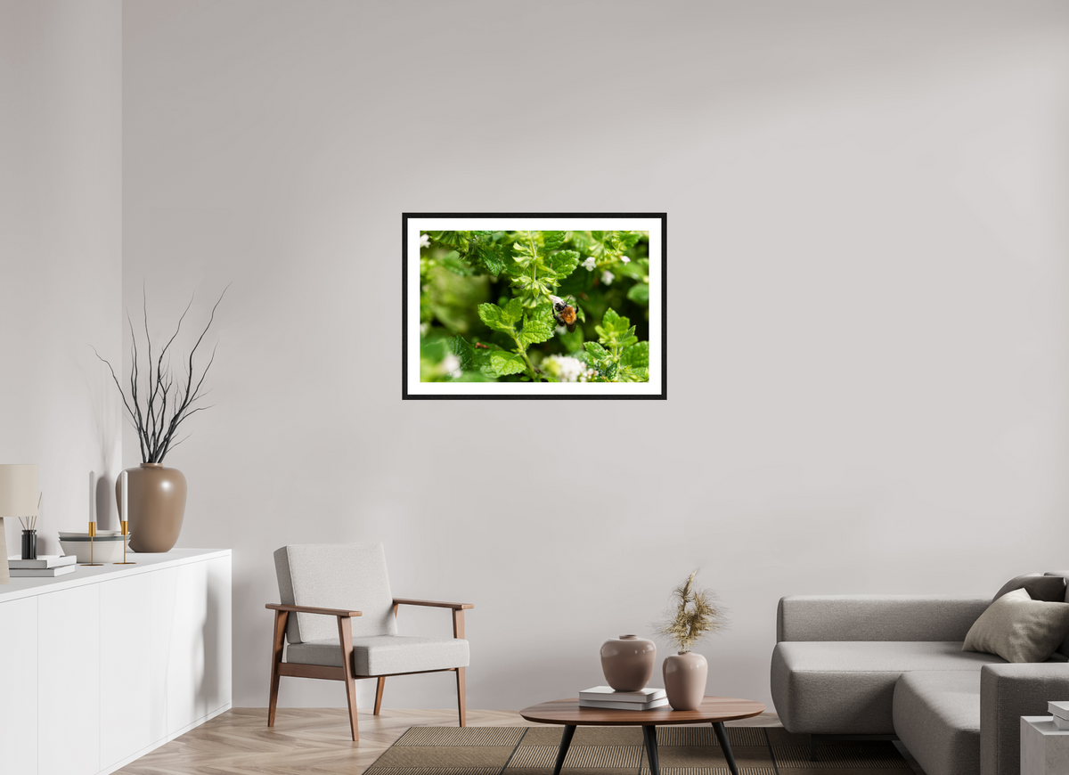 90 x 60 cm, Fotoprint met houten lijst - Eiken zwart Bezige bij