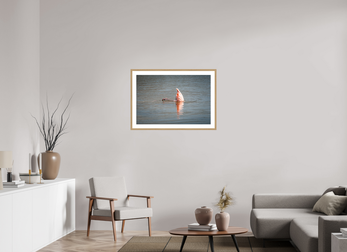 90 x 60 cm, Fotoprint met houten lijst - Eiken natuur Ondersteboven